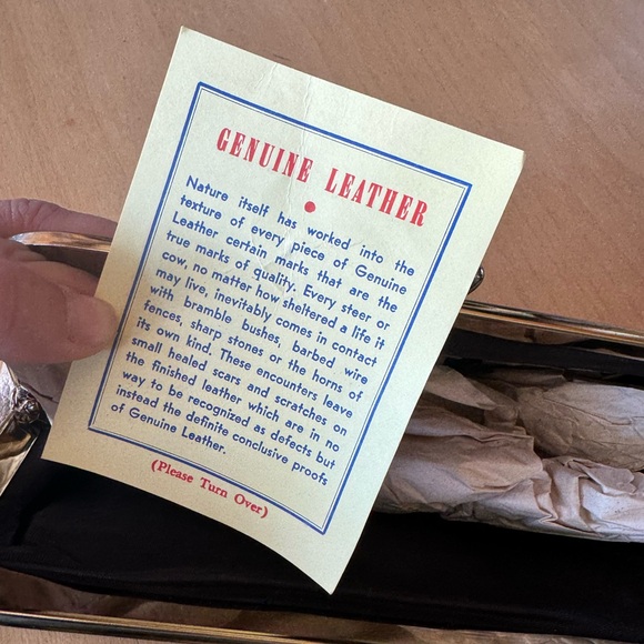 Vintage Taupe Leather Clutch / Wristlet NWT - Picture 6 of 9